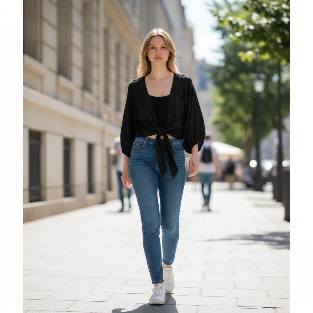 Black Top Deep V Neck
New